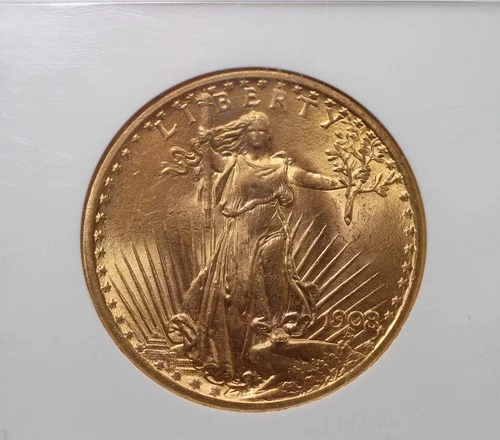 1908 $20 St Gaudens No Motto Gold Double Eagle NGC MS64