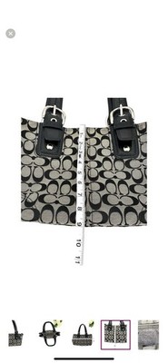 COACH SOHO SIGNATURE TOTE SATCHEL SHOULDER BAG 13117 BLACK WHITE