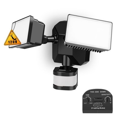 EMANER Motion Sensor Flood Light Dusk to Dawn, Outdoor 1-Pack, Black Fixture 