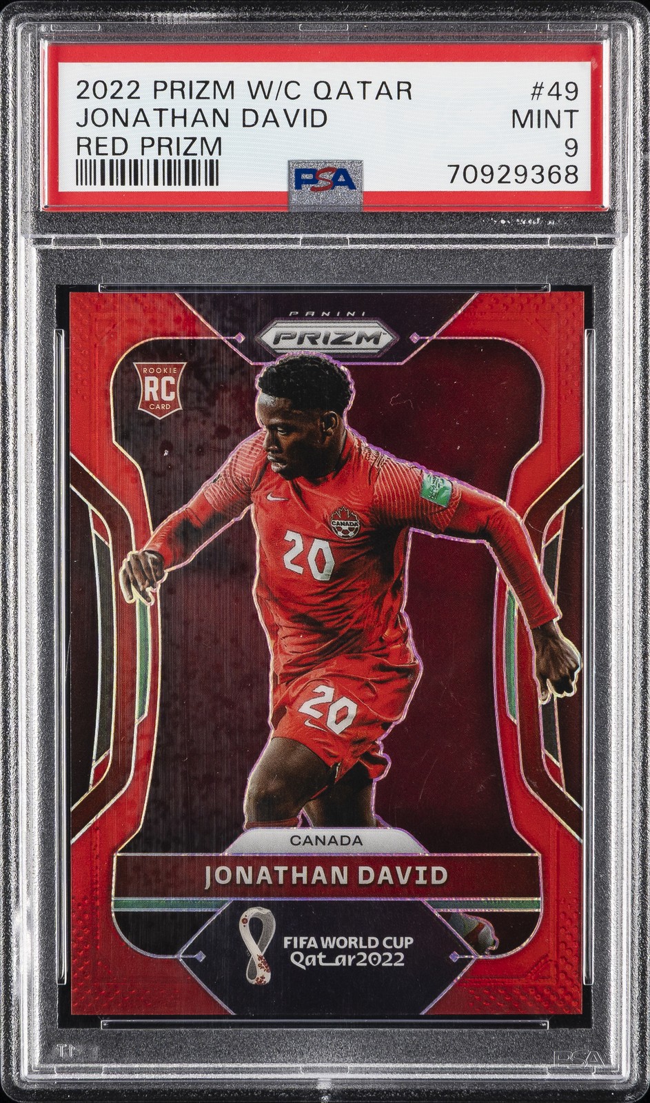 2022 PANINI PRIZM WORLD CUP QATAR RED PRIZM #49 JONATHAN DAVID 267/399 PSA 9