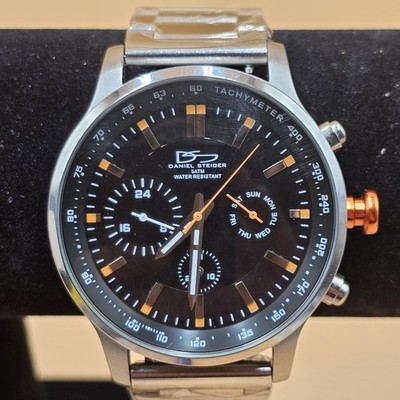 Daniel Steiger Velocity Mens Watch Orange Edition Tachymeter New Battery & Band