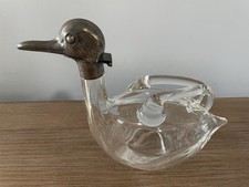 Austrian Crystal Art Deco Duck Decanter W/ Si...