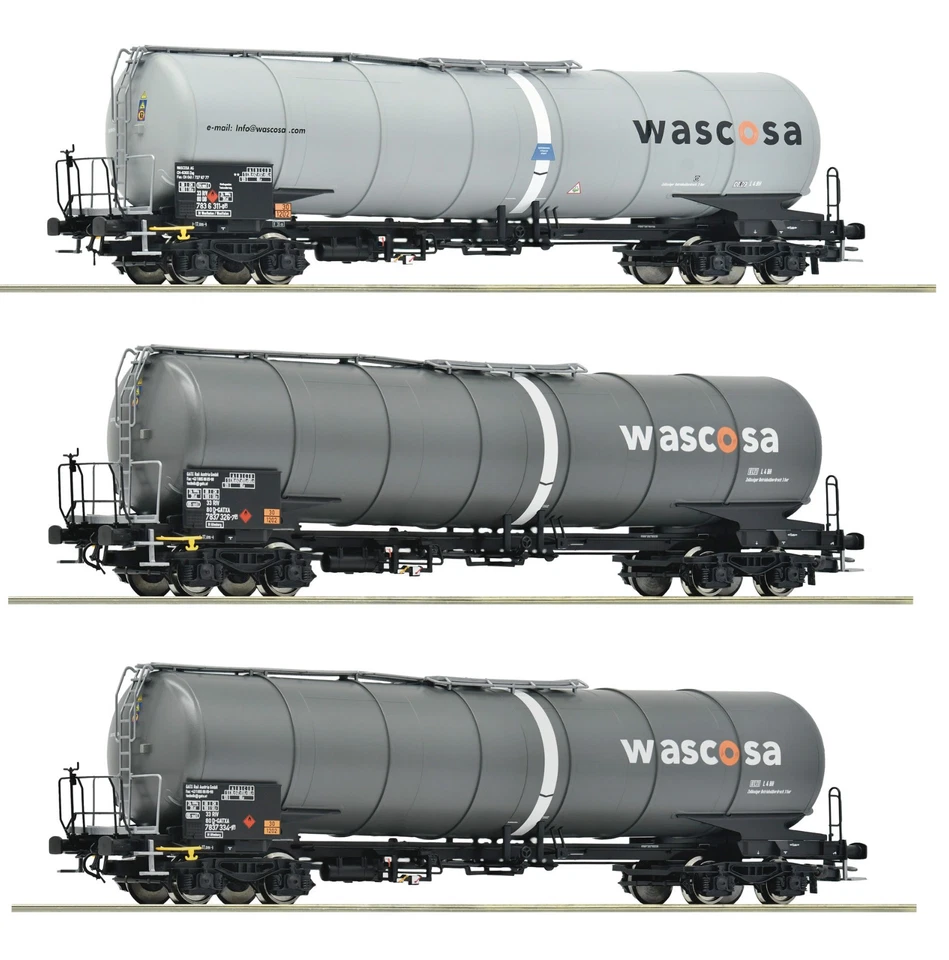 ROCO 6600143 Set Of 3 Kesselwagen Wascosa Ep 6 Free AC Axles New - Image 3 of 3