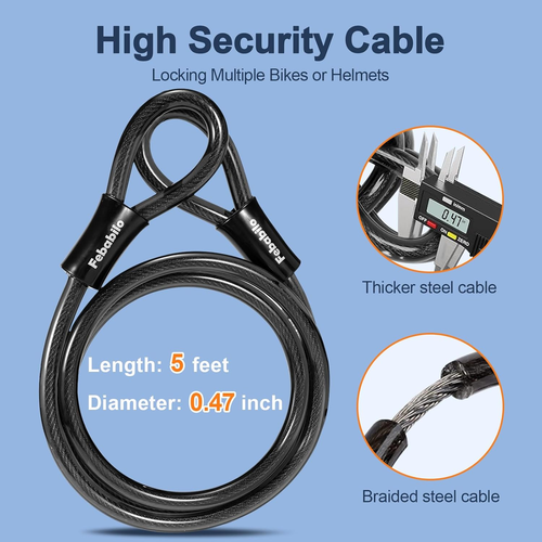 Bike Locks Heavy Duty anti Theft, Combo Bike U Lock, 4-Digit Resettable Combinat - Picture 5 of 12