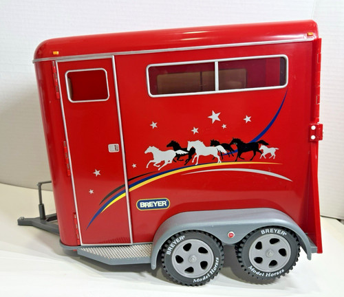 RETIRED Breyer Horse Red Carriage Trailer 2-Horse w/ Ramp Door 2002