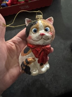 Red Bow Kitty Cat Christmas Tree Ornament 4.5'' Tall Stocking Stuffer Gift