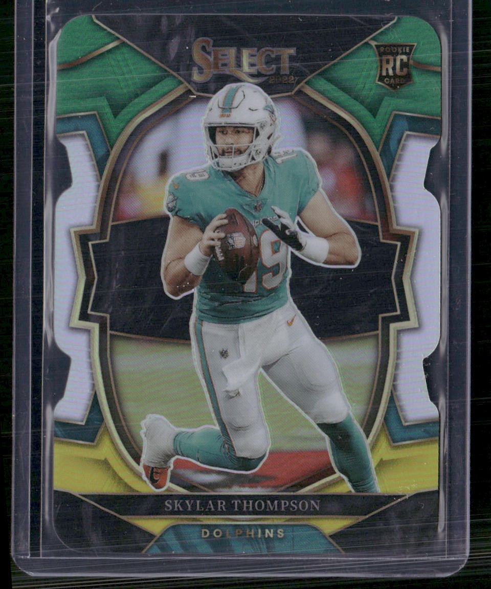 2022 Panini Select #96 Skylar Thompson Green and Yellow Prizm Die Cut