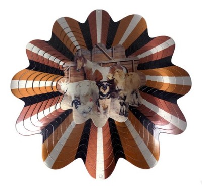 SS 3D Wind Spinner Brown Black Silver Farm Heavy Stainless-Steel Crystal Prism