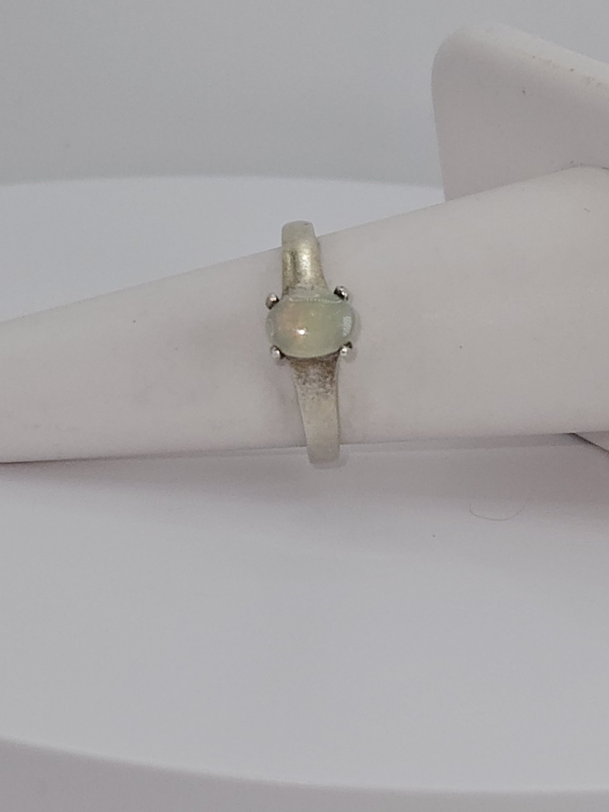 Sterling Silver Solid Opal Ring Size 6.5  7x5mm O… - image 12