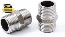 2PCS Shower Hose Extension Connector, Male NPT 1/2 to Male NPT 1/2 Shower Hose E