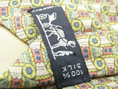 Used tie HERMES tie Pattern Regular pattern Yello… - image 2