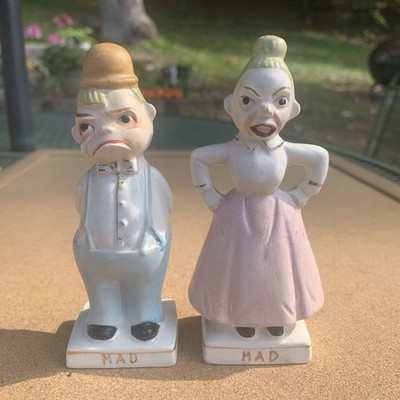 Vintage Double Face Salt & Pepper Shakers - Before & After Married Couple Japan