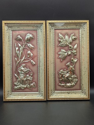 VTG Four Seasons Metal Craft MCM 3D Regency Wall Art Set of 2 Autumn Spring