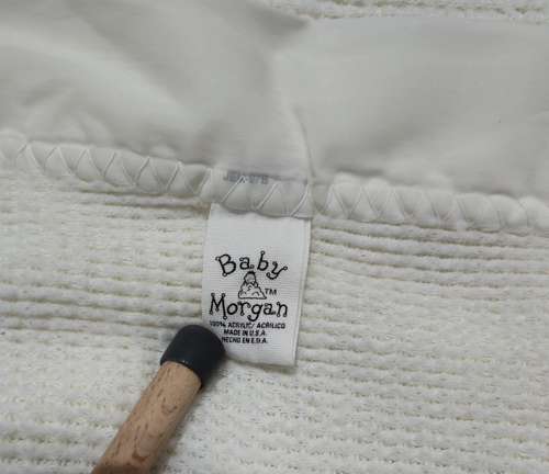 Baby Morgan Vintage Thermal Waffle Weave Blanket, White with Satin Trim - Picture 8 of 18