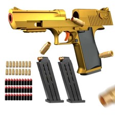 Gold Desert Eagle Toy Gun - Realistic Soft Bullet Pistol with Auto Load