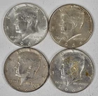 Kennedy Half Dollars 1964 - Lot of Four (4) 90% Silver Coins FREE SHIPPING