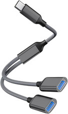 USB C Male to Dual USB Female Adapter, USB Splitter, Type C OTG Adapter Dual