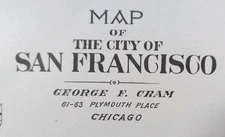 Vintage 1901 SAN FRANCISCO CALIFORNIA Map 22"x14" Old Antique Original PRESIDIO