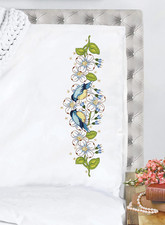 Blue Birds Stamped for Embroidery Pillowcases - Set of Two