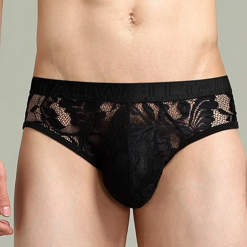 Mens Sexy Lace Transparent Briefs Mesh See Through Lingerie Underpants Hombre - Bild 1 von 8