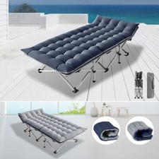 Double Layer Folding Camping Cot Adults Military Cots W/Carry Bag Cushion
