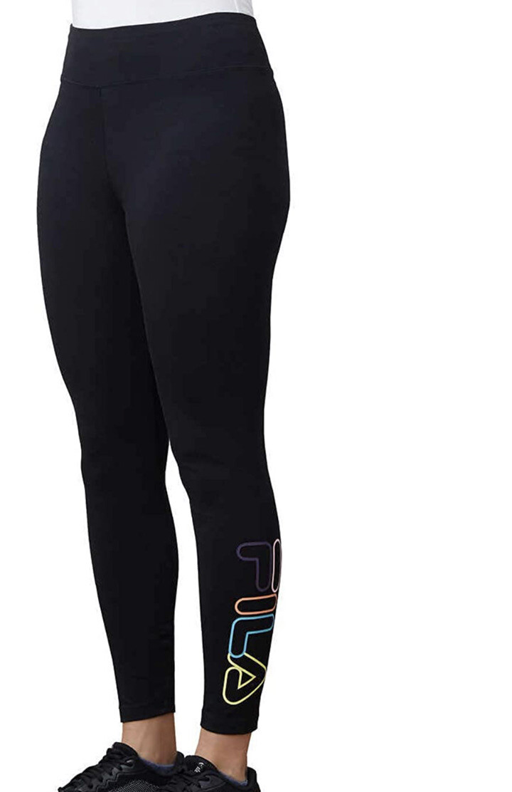 Pantalone donna Fila vita alta 7 8 leggings attivo extra small XS nero nuovo