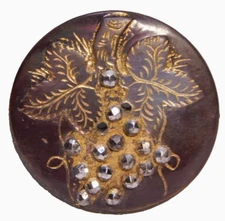 Antique Engraved Pearl Shell BUTTONGrape Cluster w Bright Steels NICE 1&1/16