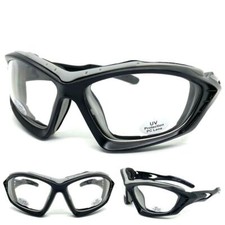 Men's MOTORCYCLE Riding Padded Safety Protective SUN GLASSES GOGGLES Clear Lens