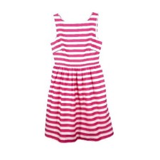 Lilly Pulitzer Eryn Dress Size 10 Pink White Stripe Sleeveless Fit Flare Pockets