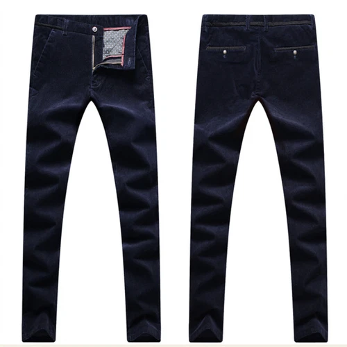Hombres Pantalones de Pana Pantalones Calce Ajustado Informales Elastizados Clásicos Negro Marrón Nuevos - Imagen 11 de 21