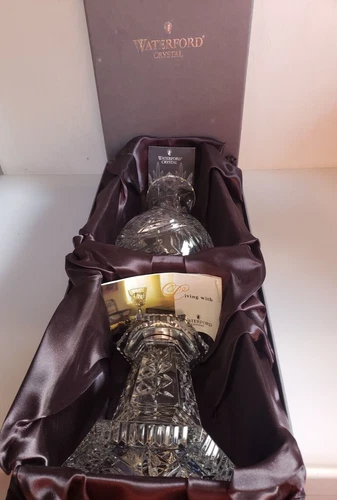 Waterford Crystal Trinity Knot Hurricane Candle Holder WITH GLOBE 13" 1998 Box