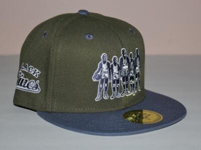 Negro Leagues Basketball Black Fives Fitted Hat Size 7 Mossy Slate Cap *W9