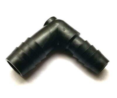 (2) Two 1/2'' to 3/8'' Hose ID Black HDPE Barbed Plastic Reducer Fitting Elbow