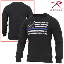 Rothco Thin Blue Line Flag Sweatshirt - Mens Black Crew Neck TBL Pullover