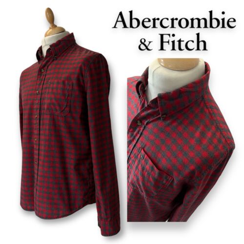 Camicia casual da uomo Abercrombie & Fitch 100% cotone manica lunga aderente ai muscoli taglia M - Foto 1 di 7