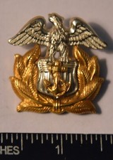 WWII US Merchant Marine Sterling Silver & 1/20 10K Cap Badge, by Gems in N.Y.