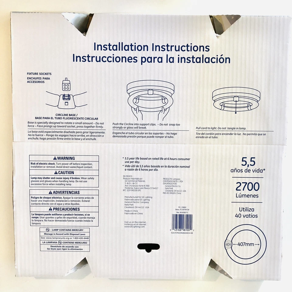 GE 16" 40-Watt Cool White Circline FC16 Fluorescent Light Bulb Garage Basement - Image 2 of 2