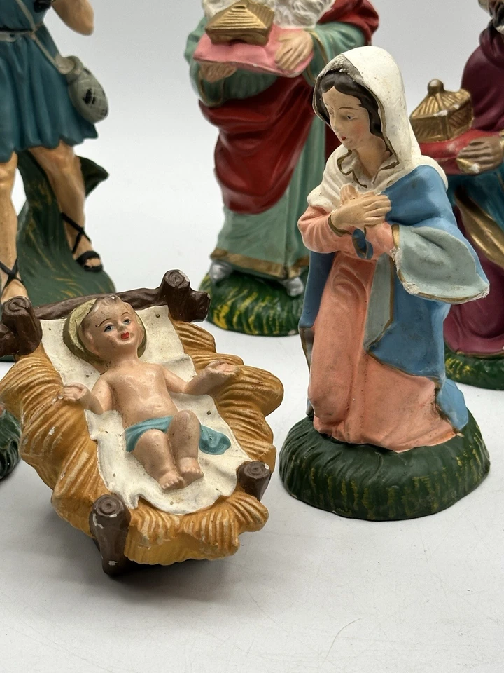 Juego De 8 Figuras De Belén De Colección Japón Sagrada Familia 3 Sabios 2 Animales Foto 4 de 4