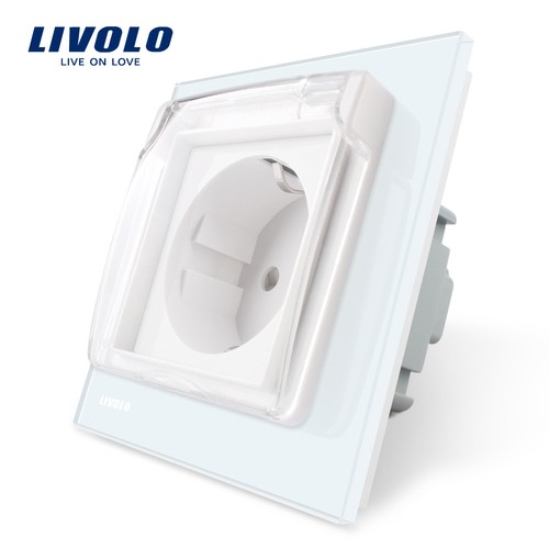 Enchufe Livolo para espacio húmedo vidrio contacto protector con cubierta impermeable - Imagen 9 de 10