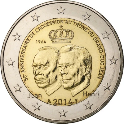 Luxembourg, 2 Euro, 50th Anniversary - Accession of Grand-Duc Jean, 2014 - Photo 1/2