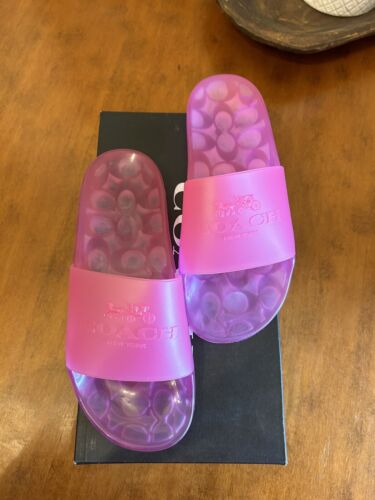 Coach Ulyssa Damen-Slide-Sandalen aus Gummigelee fett rosa Größe 6B - Bild 1 von 4