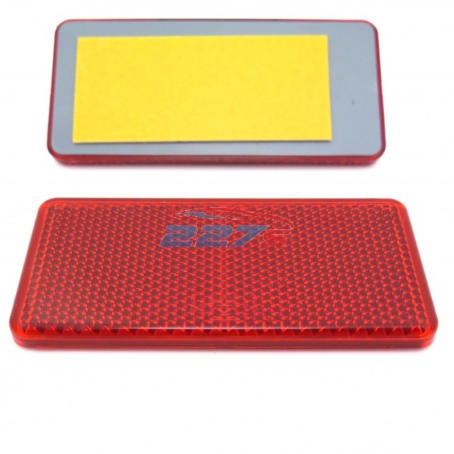 2x Red Rectangular Reflectors, Self Adhesive, 94mm x 44mm- Gatepost Trailer etc