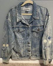 Vintage Ruth Douglas Jean Jacket With Bling! Women’s Size M Denim Acid Wash 80’s
