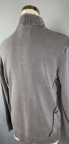 BKE Athletic Fit Sweater Men's L Gray Long Sleeve Destroyed Washed Henley Shirt - Picture 7 of 12