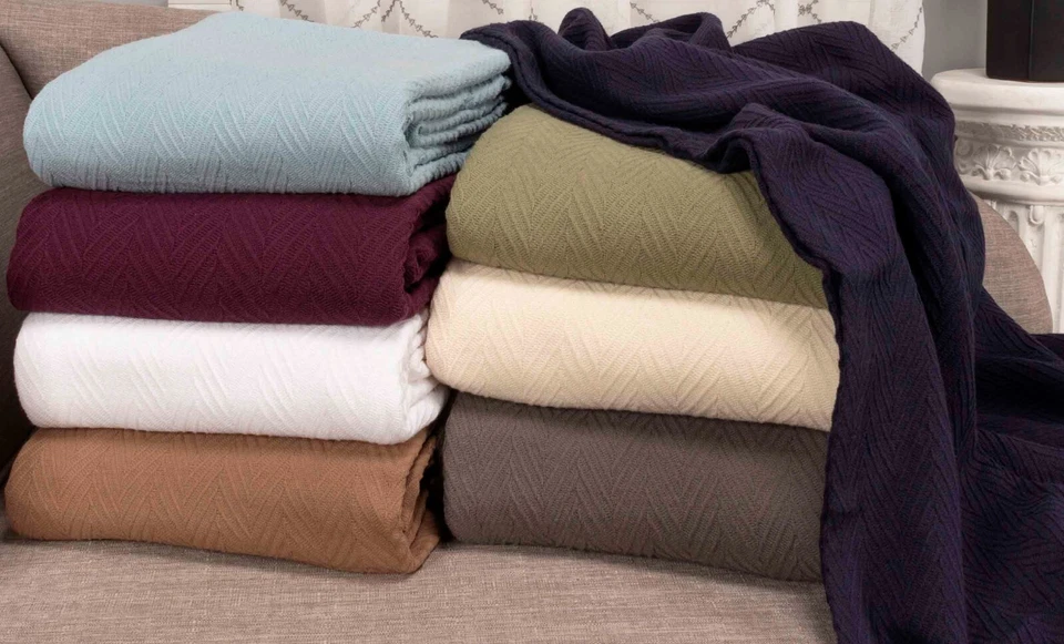 Manta o tiro de algodón moderno Metro Chevron en zig-zag para todas las estaciones Foto 3 de 4