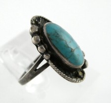 Vintage Southwestern Sterling Silver Turquoise Ring 925 Size 5 Weighs 3.6g
