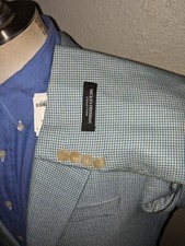 Vtg NWT Hickey Freeman SILK WOOL Blue Green Check Sport Coat Blazer Jacket 40R