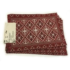 Set of 4 RED Burgundy Floral Persian Rug Dining Table Kitchen Tapestry Placemats