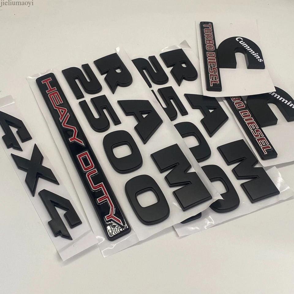 JUEGO DE 5 PIEZAS emblemas insignias para RAM 2500 HEAVY DUTY Cummins turbo diésel 4X4 negro Foto 3 de 4