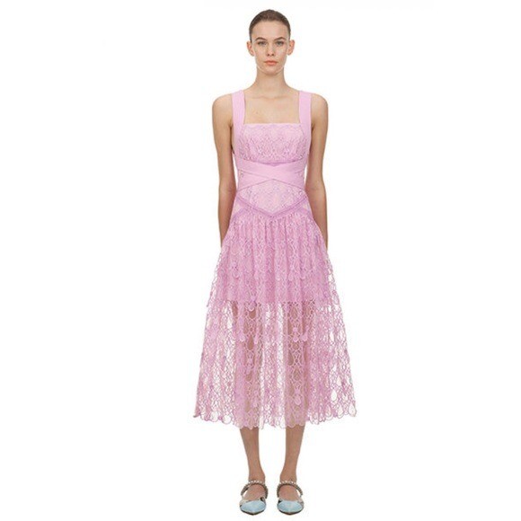 Self-Portrait Tear Drop Midi Dress Lilac size US6 | eBay